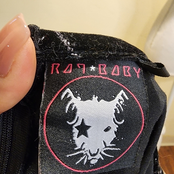 RAT BABY Black Velvet Sparkle Bodycon Mini Dress size S - Picture 14 of 15